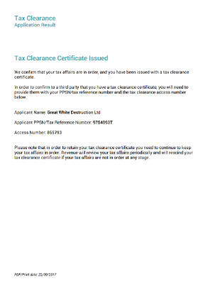 Tax Clearance Certificate | Great White