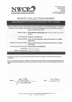 waste collection permit 2021